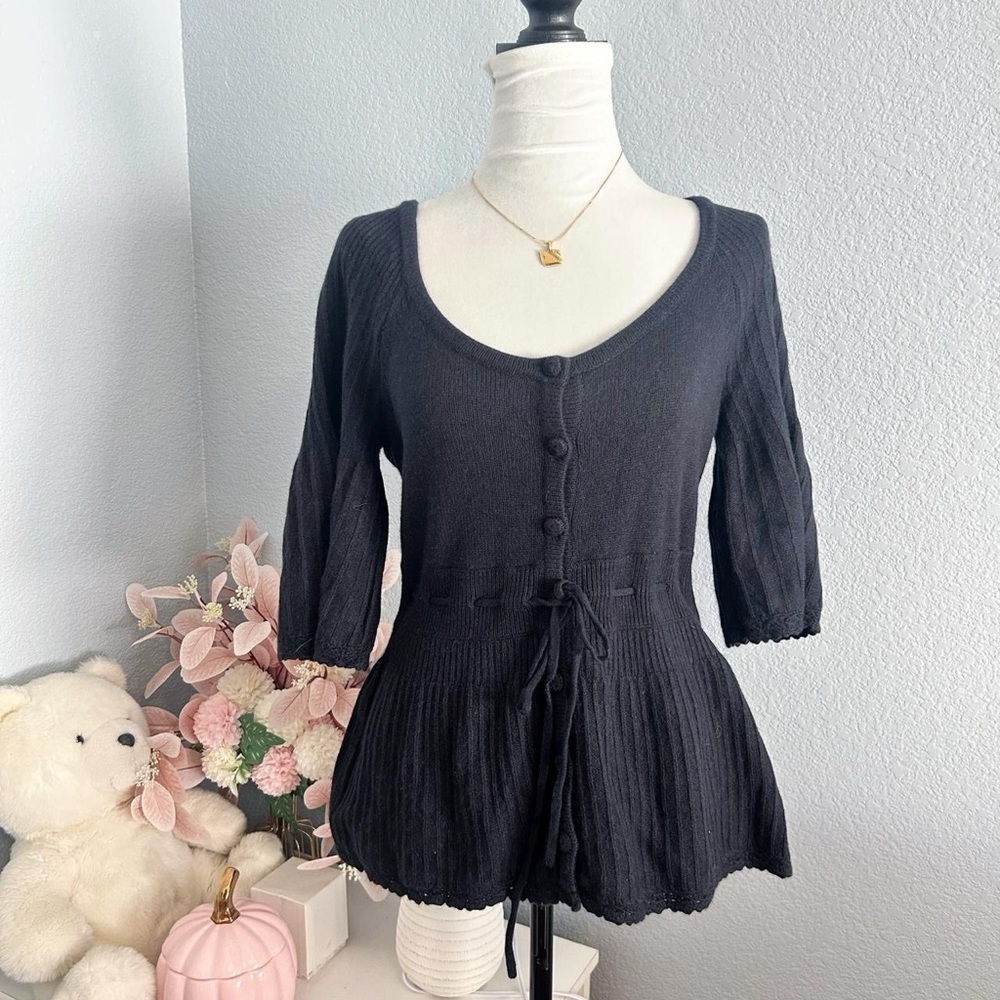 Juicy Couture Wool Cashmere Dark Grey Babydoll Top